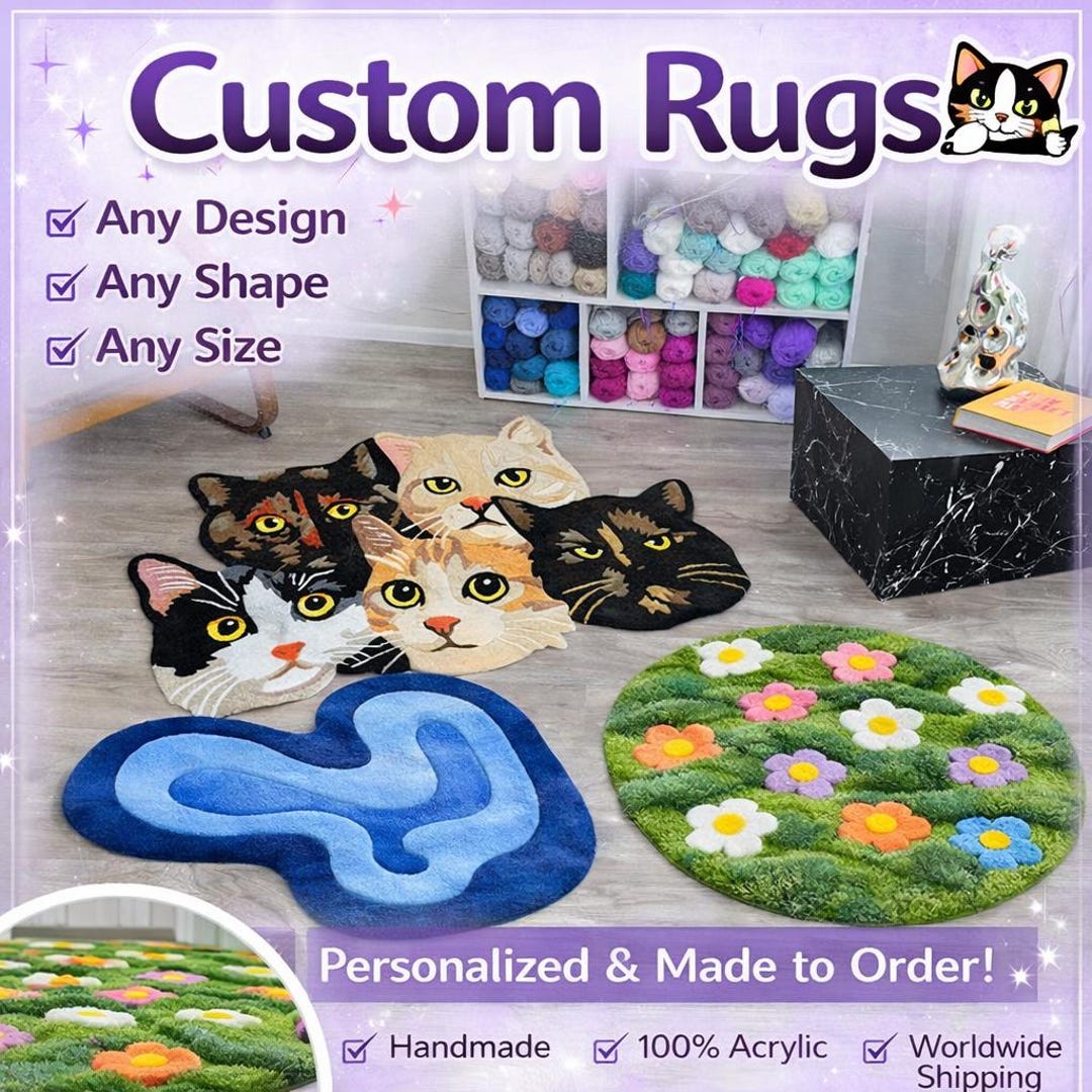 Custom Tufted Rug – Handmade Personalized Floor Rug, Unique Cartoon ...