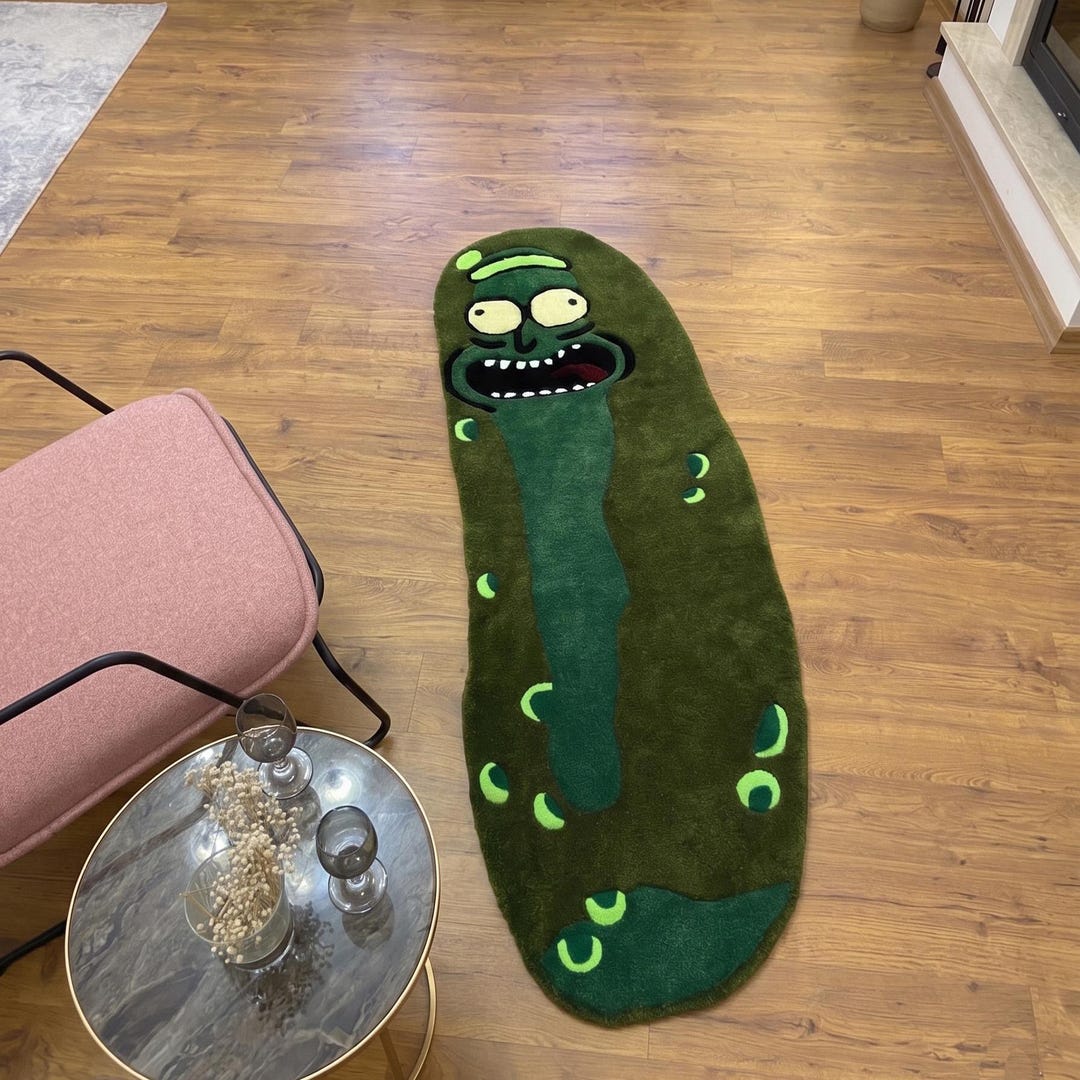 Pickle Meme Rug, Funny Tufted Carpet, Viral Room Decor, Handmade Meme ...
