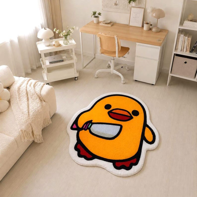 Cute Duck Meme Rug With Knife, Funny Meme Gift for Friends and Viral ...