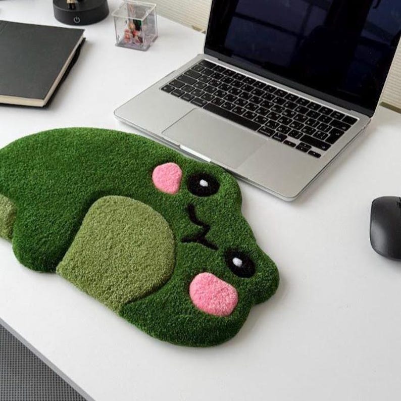 Frog Rug Tufted Hand Tufted Frog Keyboard Rug – Plush Wrist Rest Desk Mat, Cozy ...
