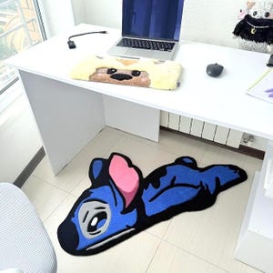 Anime Rug Tuft, Handmade Tufted Carpet, Cool Blue Cartoon Rug, Kawaii Accent Rug, Custom Anime Area Rug, Unique Popular Design, Gaming Room