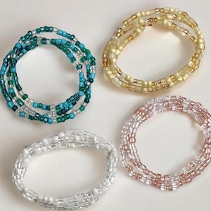 Beaded Stretch Bracelet Set - Monochrome Bead Bracelet Stack - Stackable Bead Bracelets for Women