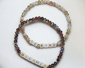 Beaded Word Bracelet – Motivational Crystal Bracelet, Boho Jewelry