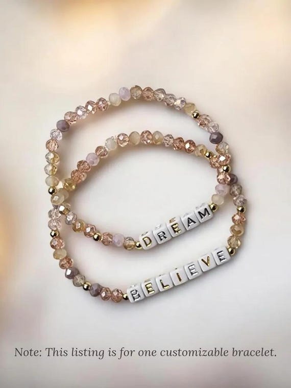 Inspirational Word Bracelet - Beaded Little Words Bracelet - Custom Word Bracelet Gift for Her, Dainty Beaded Word Bracelet