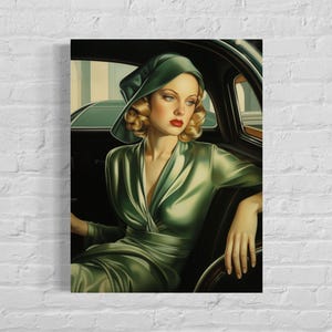 Arte en lienzo estilo Tamara Lempicka / Retrato de mujer audaz / Decoración de pared giclée / Decoración de pared moderna y femenina