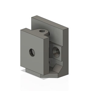 Op de afbeelding: Een grijze metalen beugel met een vierkante plaat en een gat in het midden. De beugel heeft een scharnier en een klein schroefgat.