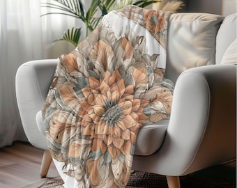 Boho Floral Velveteen Plush Blanket: Cozy Bohemian Throw