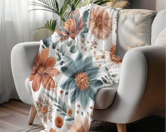 Boho Floral Velveteen Blanket: Cozy Living Room Throw