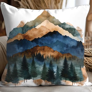 Mountain Landscape Pillow: Rustic Cabin Decor