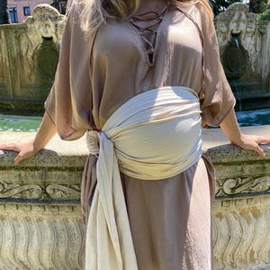 Banda para el vientre elegante de mezcla de lino color crema, portabebés formal, hermoso portabebés con aro, portabebés sencillo para perros, portabebés con aro, manos libres, apto para amamantar