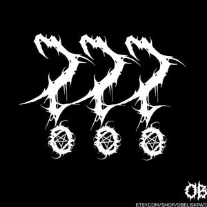 May include: A white graphic design on a black background featuring three stylized, jagged question marks arranged horizontally. Below each question mark is a circular emblem containing a pentagram. The text OBK appears in the bottom right corner.