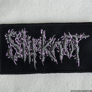 Patch Slipknot Maggots Bordado Prateado em Canvas Resistente às Intempéries de Alta Qualidade 2,3x4,7 Polegadas