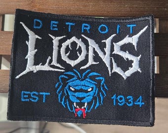 Detroit Lions Death Metal Style Patch ~ High Quality Embroidered Canvas