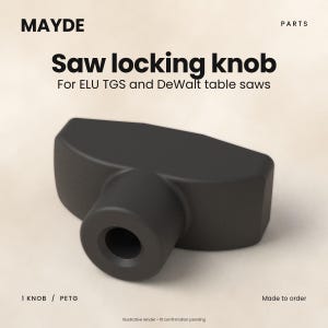 Locking Knob for ELU TGS 171 and 173 and DeWalt Table Saws – Replacement M8 Adjustment Knob in Tough Black Plastic