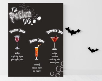 The Potion Bar Halloween Bar Sign Template, Editable Printable Halloween Party Bar Menu, Fall Drinks Menu, Editable Drink Menu Party