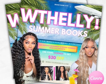 Zomerboekingsflyer | Beautyflyer | Bewerkbare canvassjabloon | Direct downloaden | Deal or no deal-flyer voor haar, make-up, nagels en wimpers