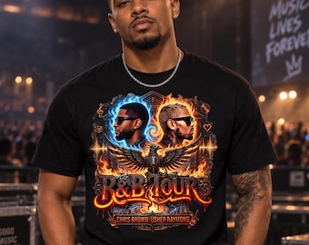 R&B Tour Graphic Shirt, Chris Brown Usher Concert Graphic Tee Urban Music Streetwear Apparel