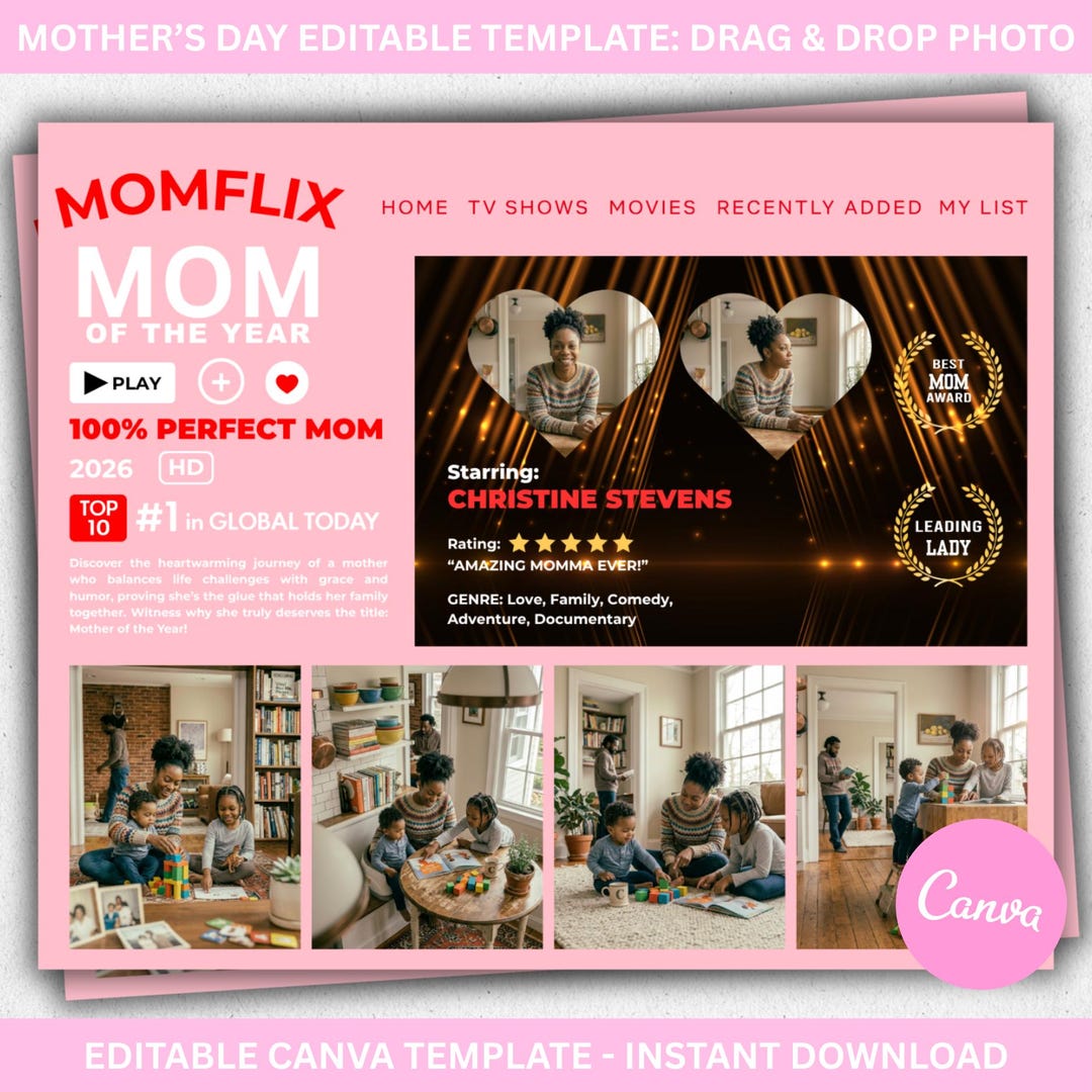 Mothers Day Photo Collage Template Canva, Editable Mom Picture Poster ...