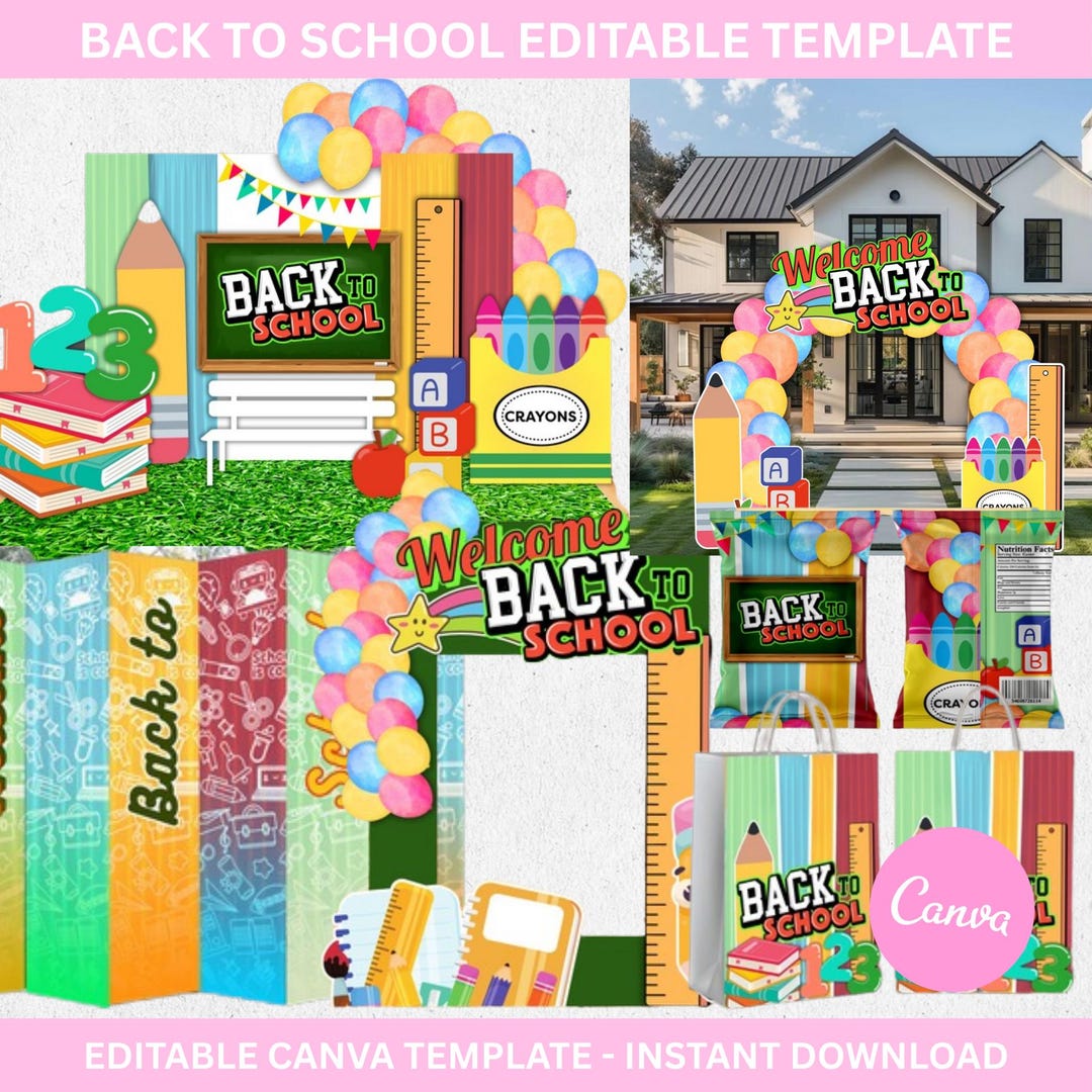 Back to Routine School Template Canva, Editable Crayon Classroom Party ...