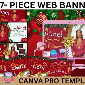 Christmas Website Banner Canva Template | Holiday Boutique Branding (Digital Download)