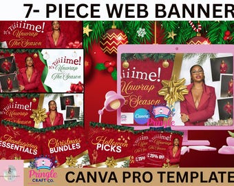 Christmas Website Banner Canva Template | Holiday Boutique Branding (Digital Download)
