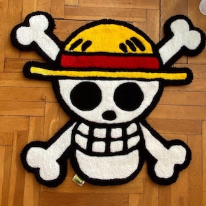 Anime Pirate Flag Matta: Handgjord tuftad matta, gåva för animeälskare