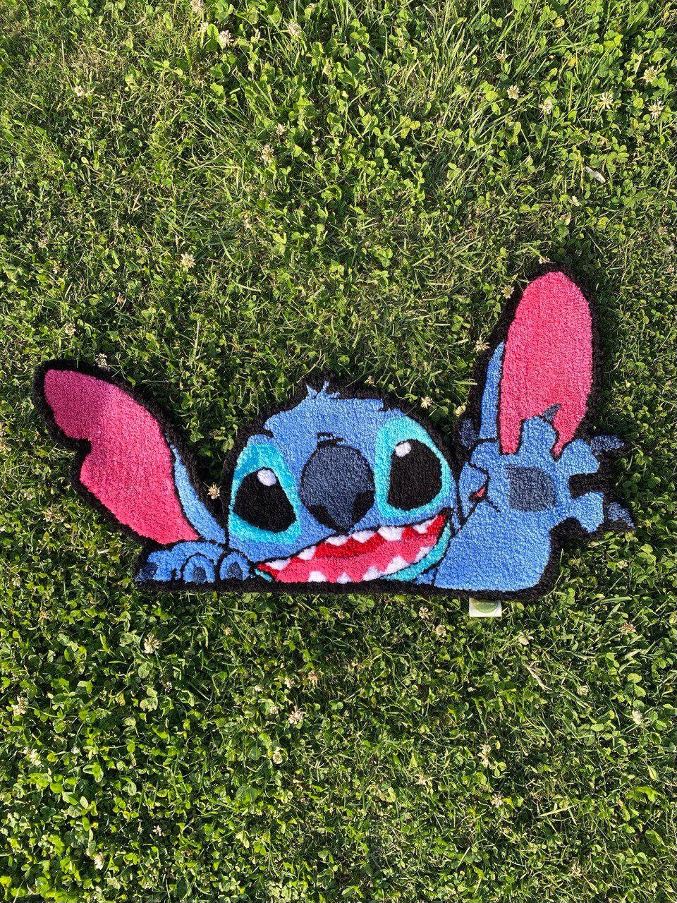 Stitch Cartoon Tufted Rug for Kids Room Play Areas Handmade Fluffy ...