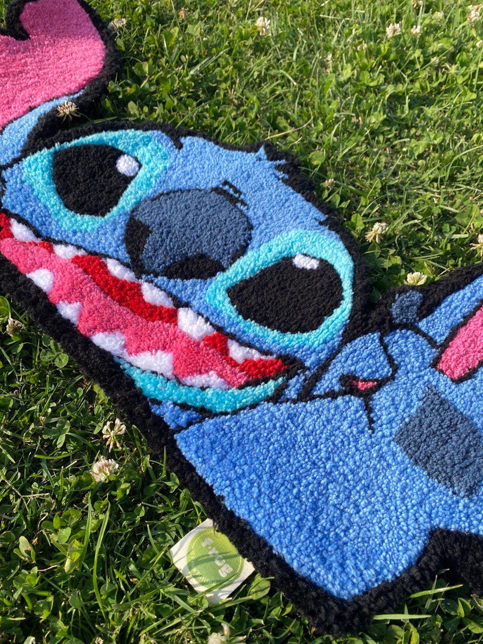 Stitch Cartoon Tufted Rug for Kids Room Play Areas Handmade Fluffy ...