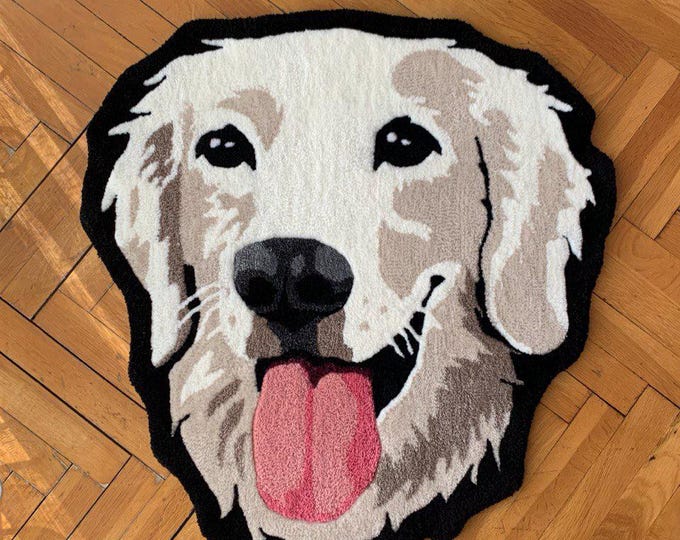 Custom Pet Portrait Tufted Rug: Handmade Personalized Dog/Cat Carpet
