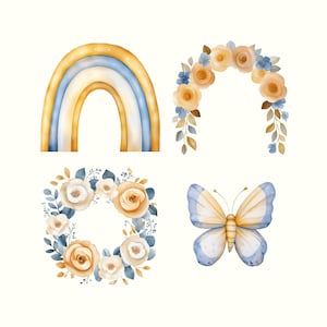 Blue Alphabet Watercolor Clipart, Baby Monthly Milestone, Alphabet PNG, Numbers Clipart, Blue Alphabet, Preschool Clipart, Baby Boy Clipart image 4