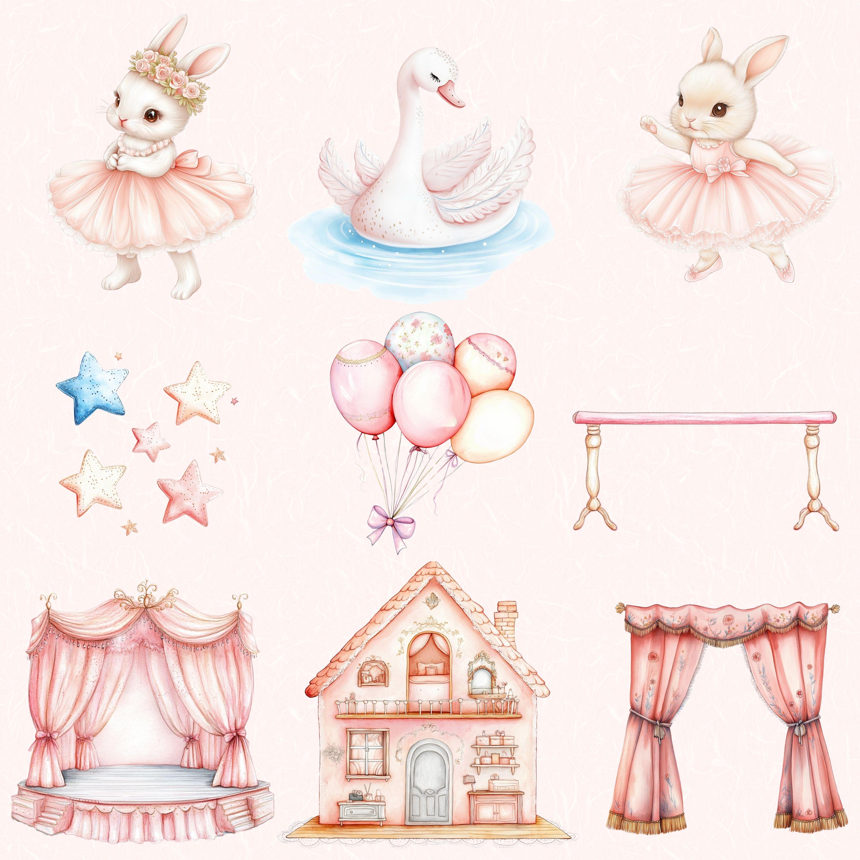 Watercolor Little Ballerina Clipart, Black Ballerina, Swan Lake Clipart ...