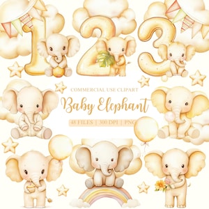 Clipart bébé éléphant, éléphant PNG, clipart bébé jalon mensuel, anniversaire des cliparts, clipart bébé jalon, des cliparts chiffres, animaux PNG