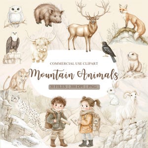 Clipart animaux de la forêt aquarelle, clipart animaux de la forêt, cerf, hibou, lapin, renard, Clipart baby shower des bois, explorateurs, décoration de chambre d'enfant