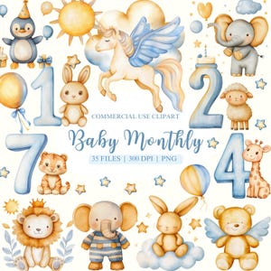 Clipart d'étape mensuelle bébé, clipart anniversaire, clipart bébé étape importante, des cliparts chiffres, des cliparts animaux, décoration chambre d'enfant PNG, ballons PNG