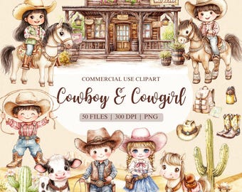 Watercolor Cowboy Clipart, Cowgirl Clipart, Cowboy Baby Shower, Wild West PNG, Watercolor Cowboy Baby Clipart, Cowboy Boots PNG, Western PNG
