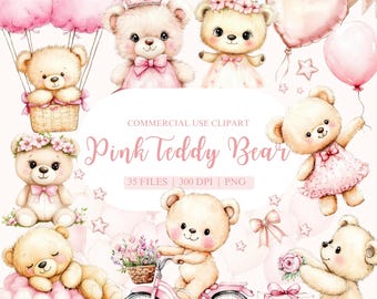 Rose des cliparts ours en peluche, ours en peluche endormi PNG, clipart bébé fille, Shower de bébé fille, chambre d'enfant ours en peluche, clipart baby shower, ours mignon PNG