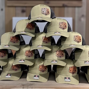Bulk Custom logo hats, Richardson trucker hat, leather patch hats, sports hats, business logo hats, hats for your business