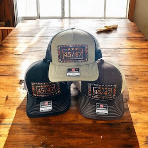 TRUMP 45/47 RICHARDSON TRUCKER hat, gift for trump supporter, gift for dad, gift for grandpa, gift for him, gift for birthday, trump hat