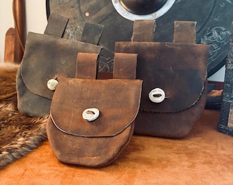 Handmade Leather Belt Bag: Longhunter, Medieval Pouch for Reenactors