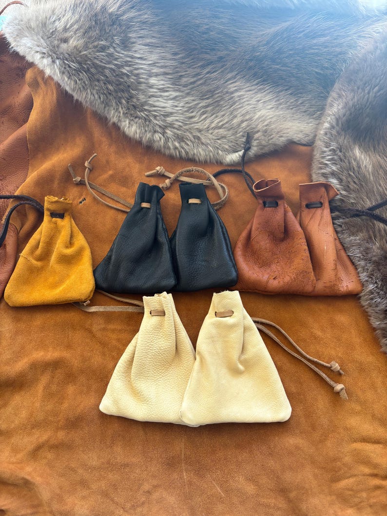 Handmade pouch's Buckskin leather pouch – Authentic Leather, each one is different image 12