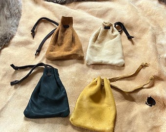 Handmade pouches Buckskin leather pouch – Authentic Leather, each one is different