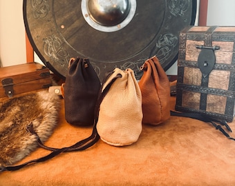 Handmade pouches Buckskin leather pouch – Authentic Leather, each one is different