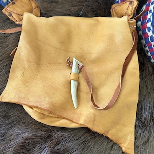 Handmade Belt Bag With Removable Crossbody Strap Buckskin Belt Bag – Authentic Leather & Deer Antler Button