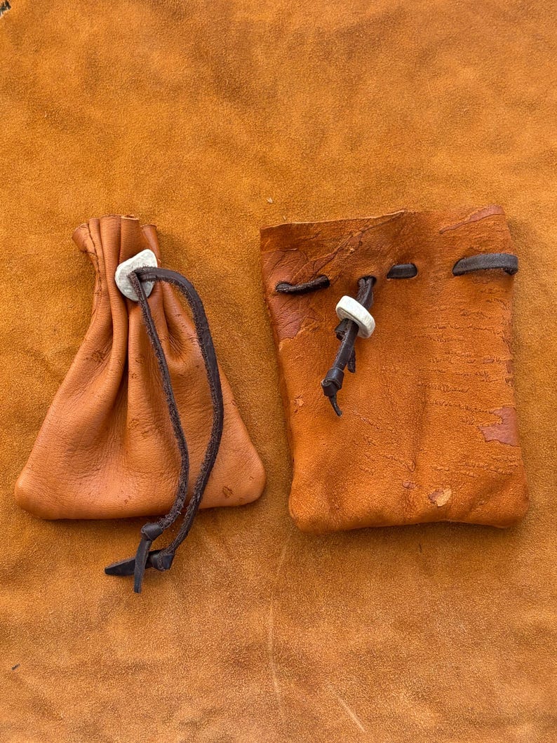 Handmade pouch's Buckskin leather pouch – Authentic Leather, each one is different image 3