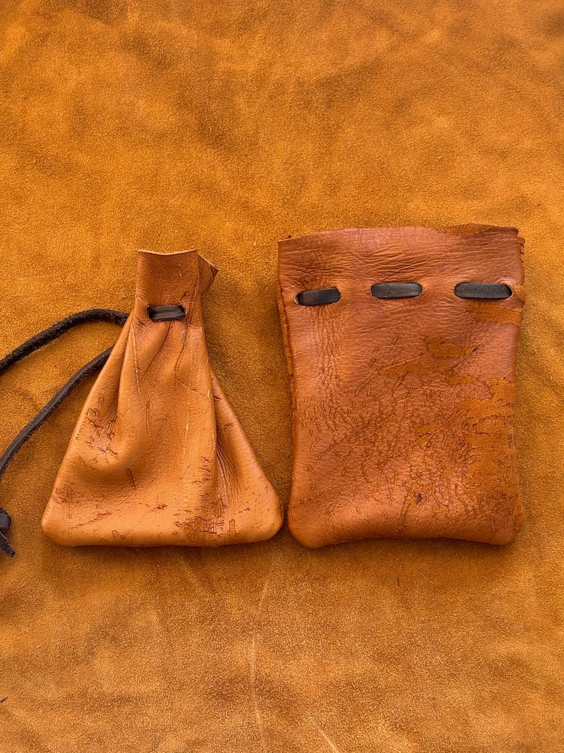 Handmade pouch's Buckskin leather pouch – Authentic Leather, each one is different image 2