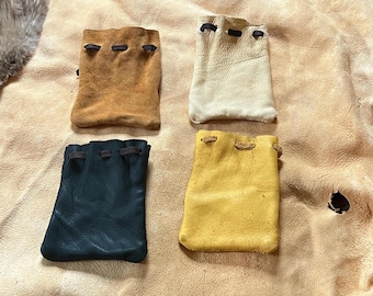Handmade pouches Buckskin leather pouch – Authentic Leather, each one is different