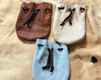 Handmade pouches Buckskin leather pouch – Authentic Leather, each one is different