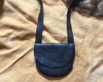 Handmade Oil Tan Leather Possible Bag – Black Cowhide, Buffalo Strap, Frontier Style