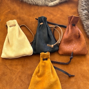 Handmade pouch's Buckskin leather pouch – Authentic Leather, each one is different