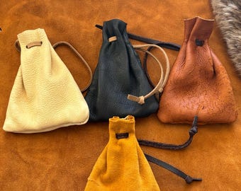 Handmade pouch's Buckskin leather pouch – Authentic Leather, each one is different